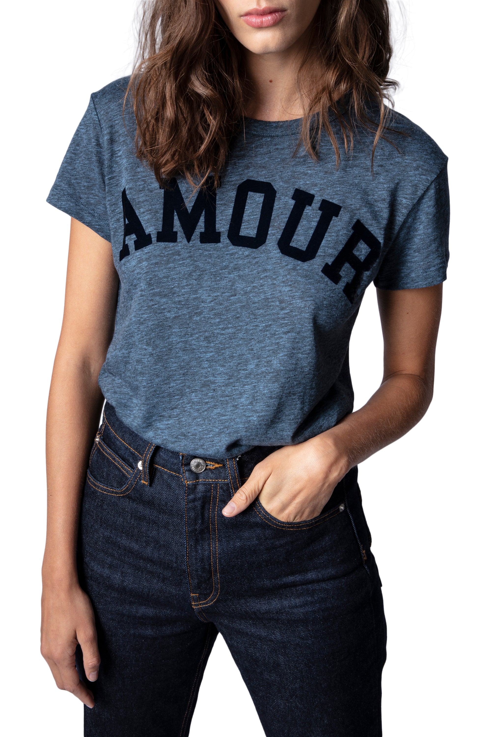 ZHORS LIGNE BLEU UNIFORME WALK AMOUR CHINE OVERDYED TEE-