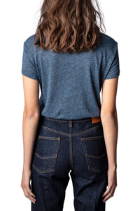 ZHORS LIGNE BLEU UNIFORME WALK AMOUR CHINE OVERDYED TEE-