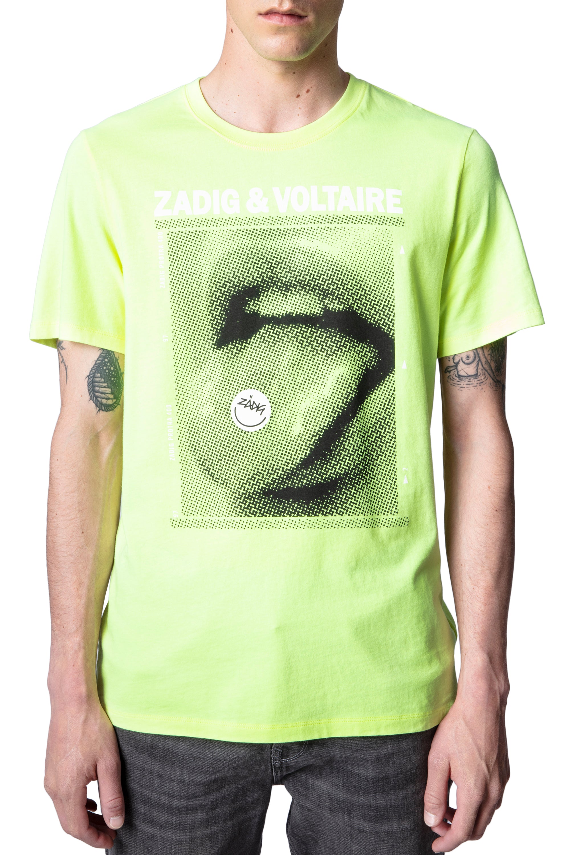 ZHORS LIGNE JAUNE FLUO TED HC PHOTOPRINT HAPPY T-SHIR