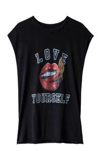 ZHORS LINE BLACK CECILIA MOUTH RHINESTONE T-SHIRT S