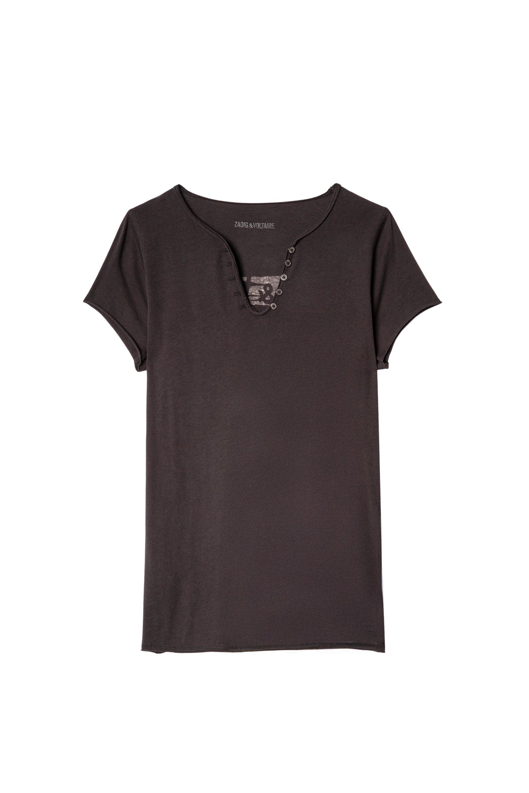 T-shirt à col tunisien à logo " ZV" Blason - Anthracite