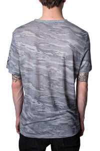 ZHORS LIGNE GRIS CHINE TED LIN AO CAMOU T-SHIRT