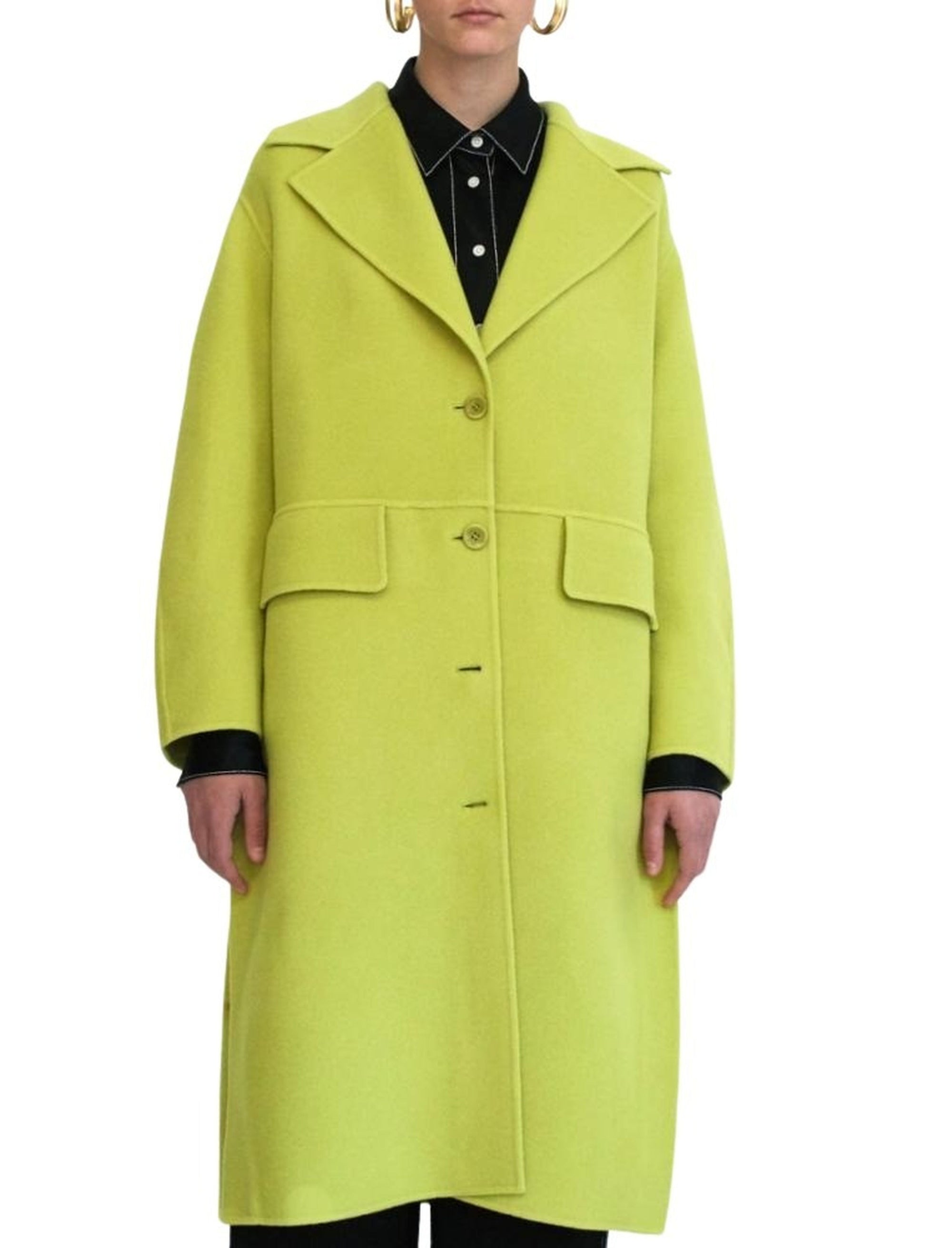 Manteau long boutonné en laine - Flax