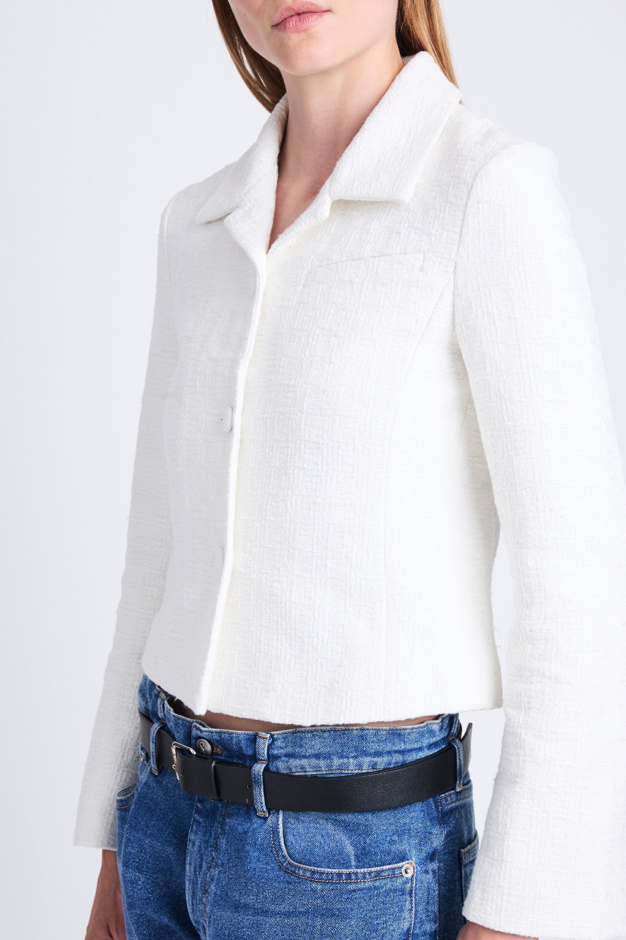 Veste Quinn effet tweed - Ivory
