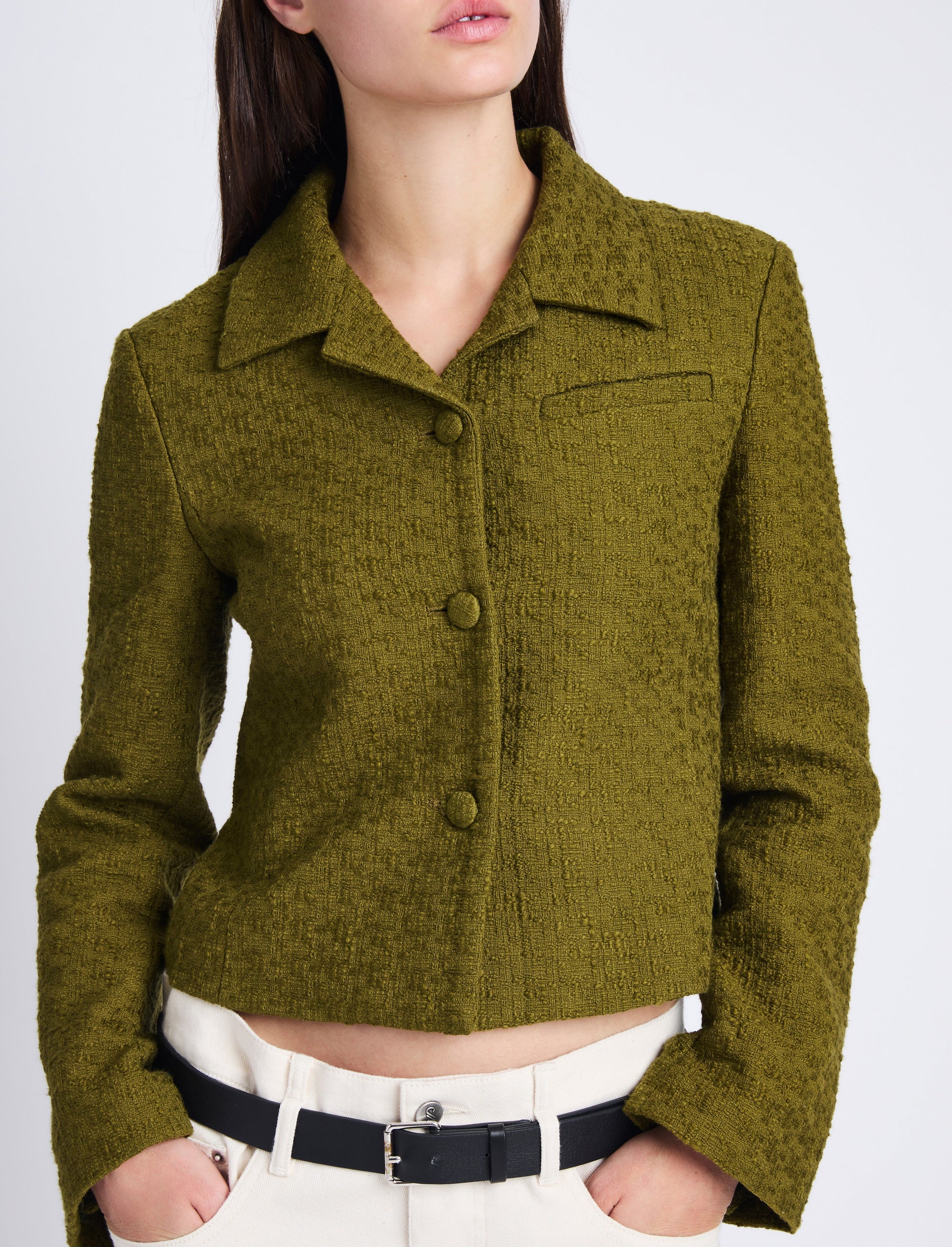 Veste Quinn effet tweed - Olive