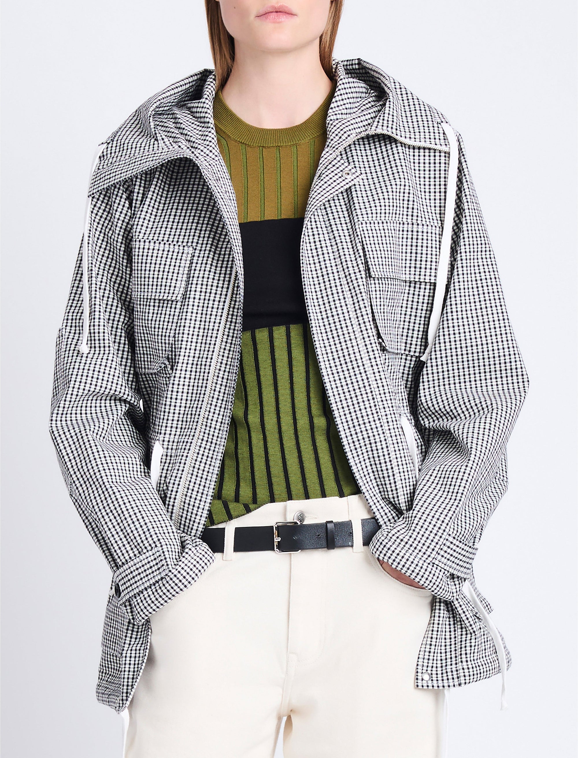 Manteau saharien Nina en coton - Black & Ivory