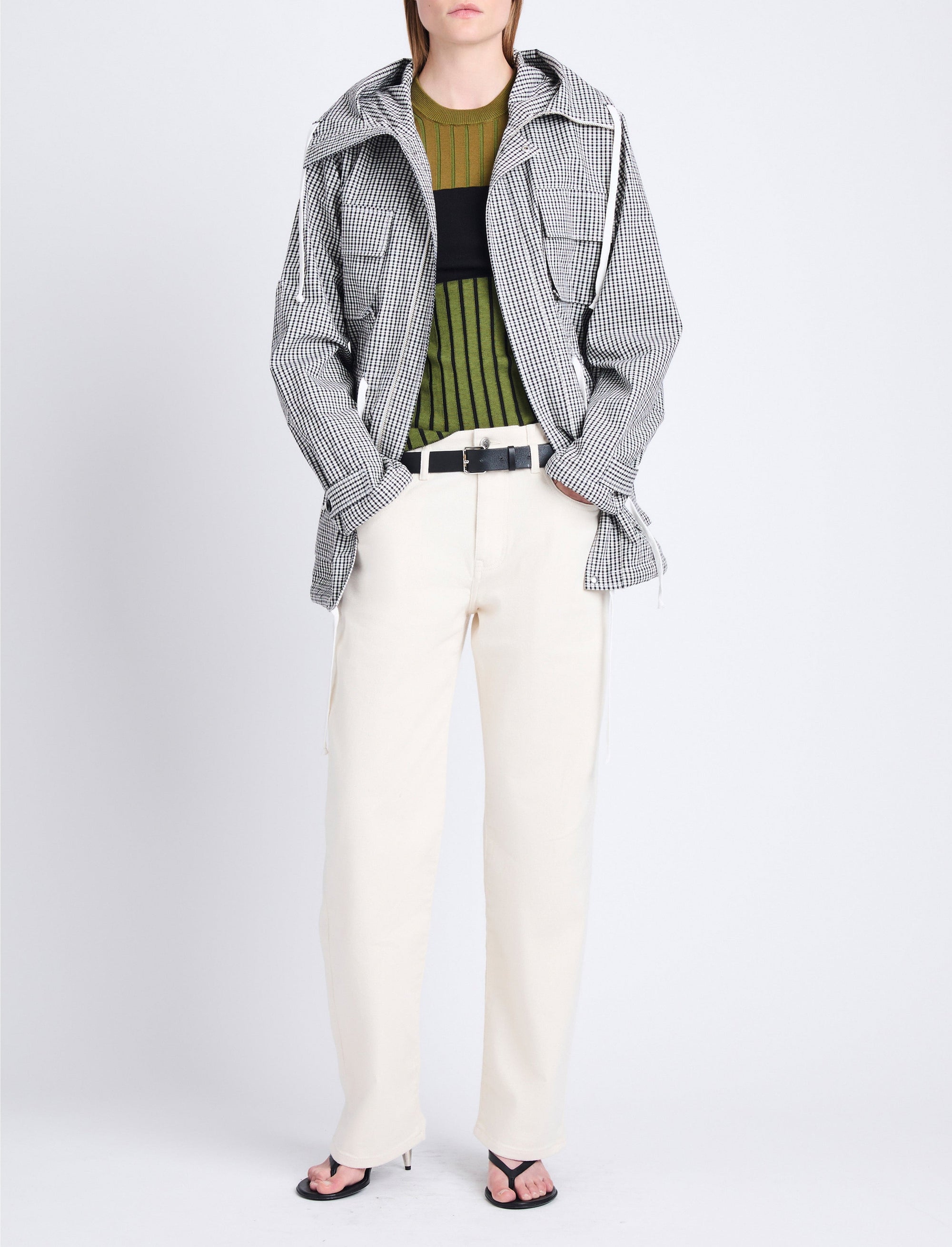 Manteau saharien Nina en coton - Black & Ivory