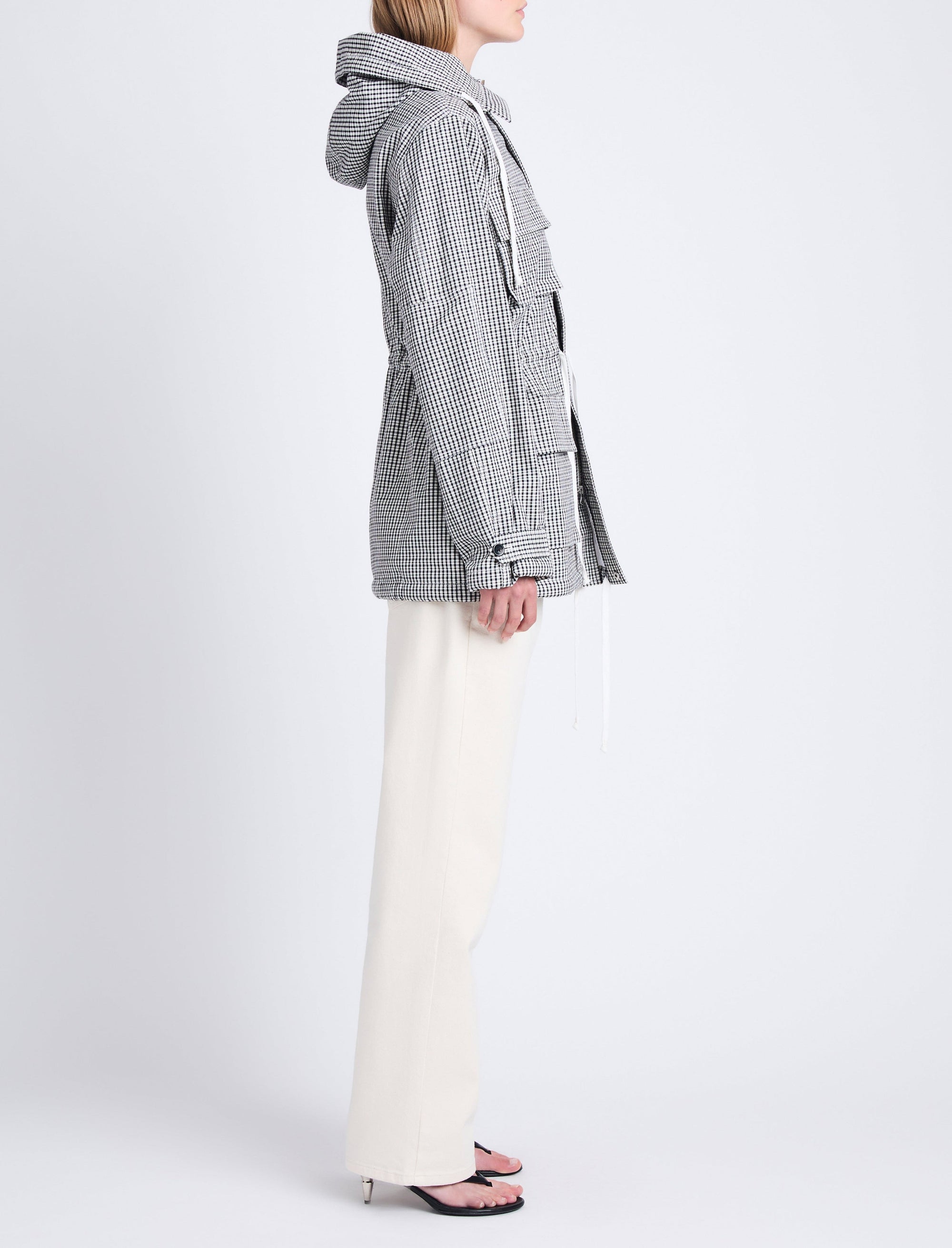 Manteau saharien Nina en coton - Black & Ivory