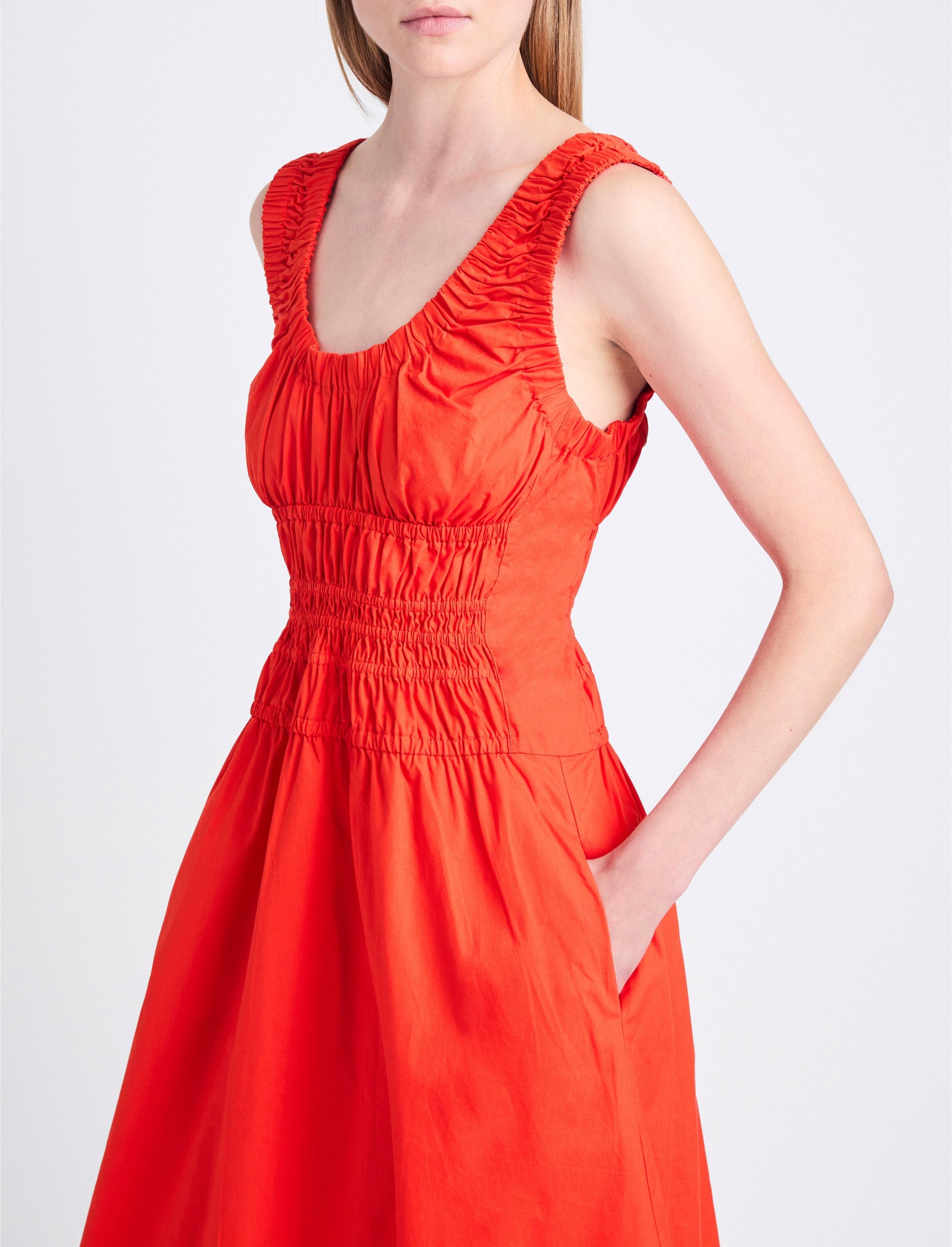 Robe Penny à fronces en popeline - Poppy