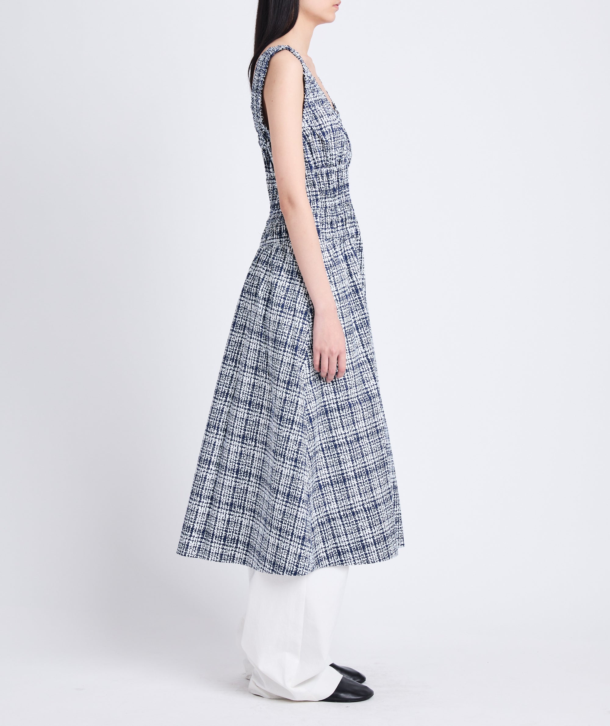Robe imprimée à bretelles épaisses - Blue