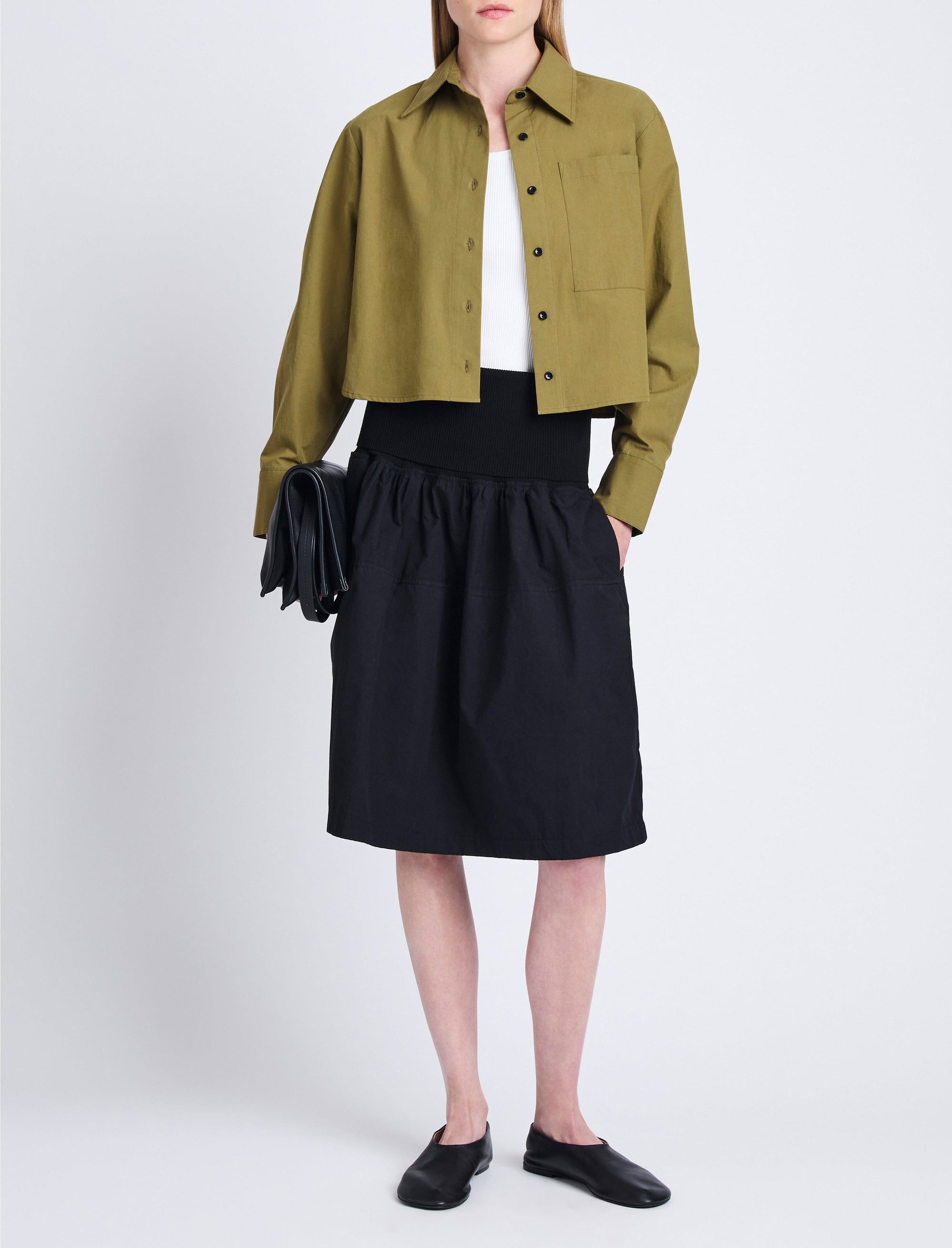 Jupe Armina en popeline - Olive