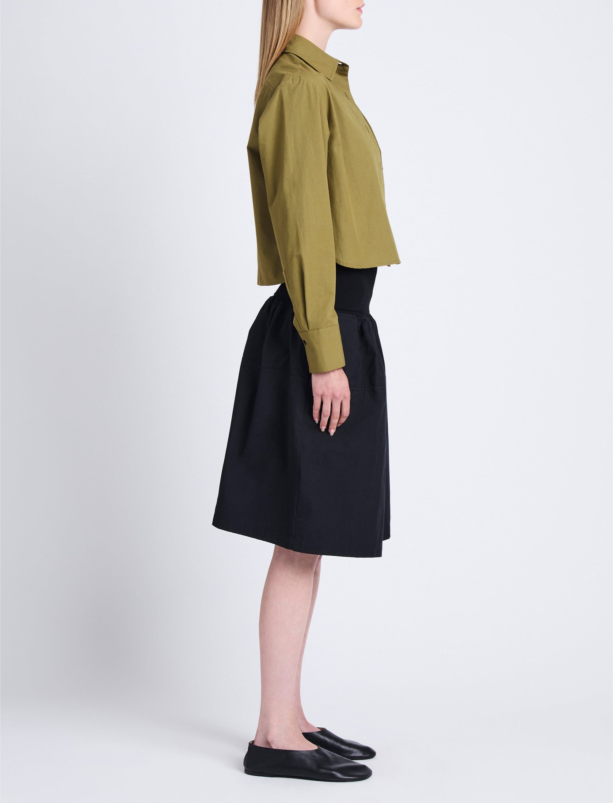 Jupe Armina en popeline - Olive