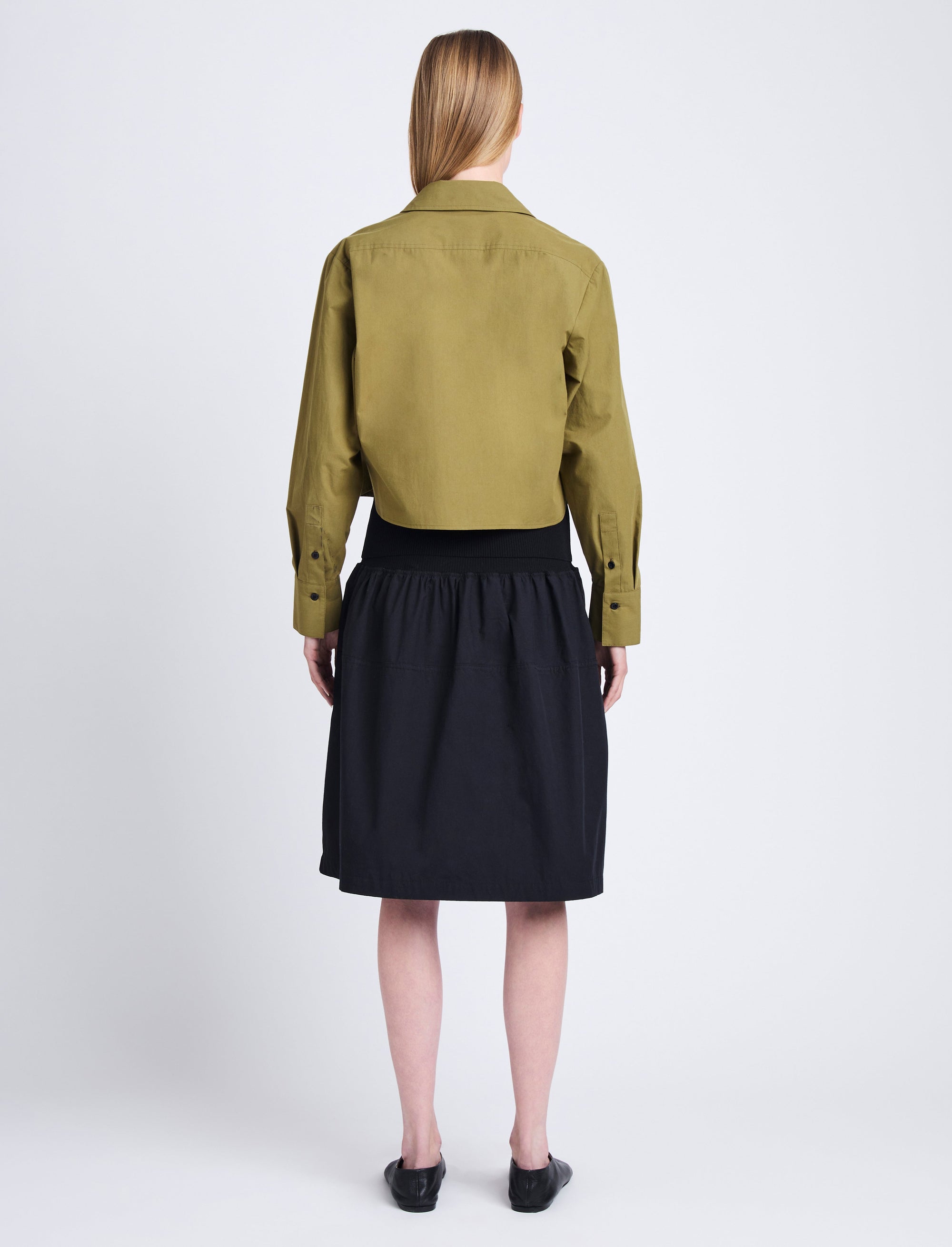 Jupe Armina en popeline - Olive