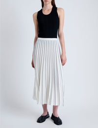 Jupe plissée Miles en crêpe - White & Black