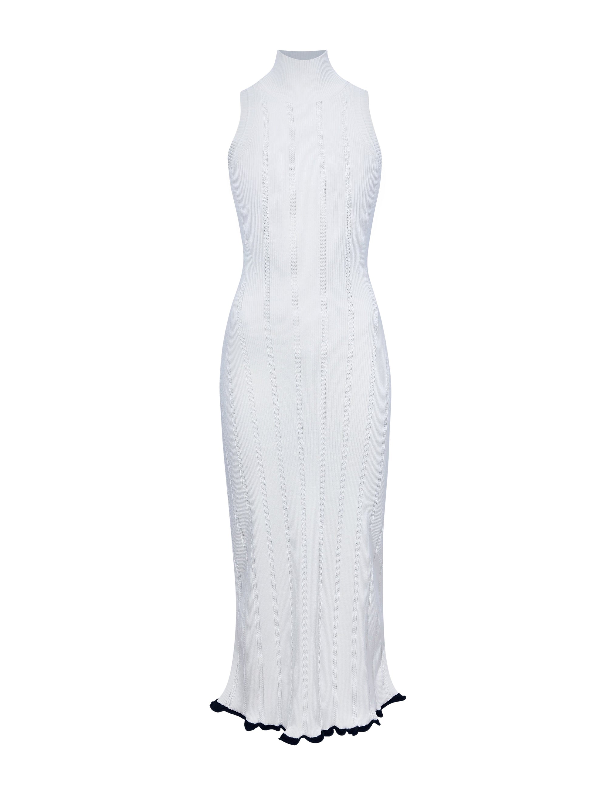 Robe en tricot Kim en côtes pointelle compactes - Off White