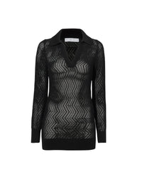 Pull Agnes tricoté en zig zag - Black