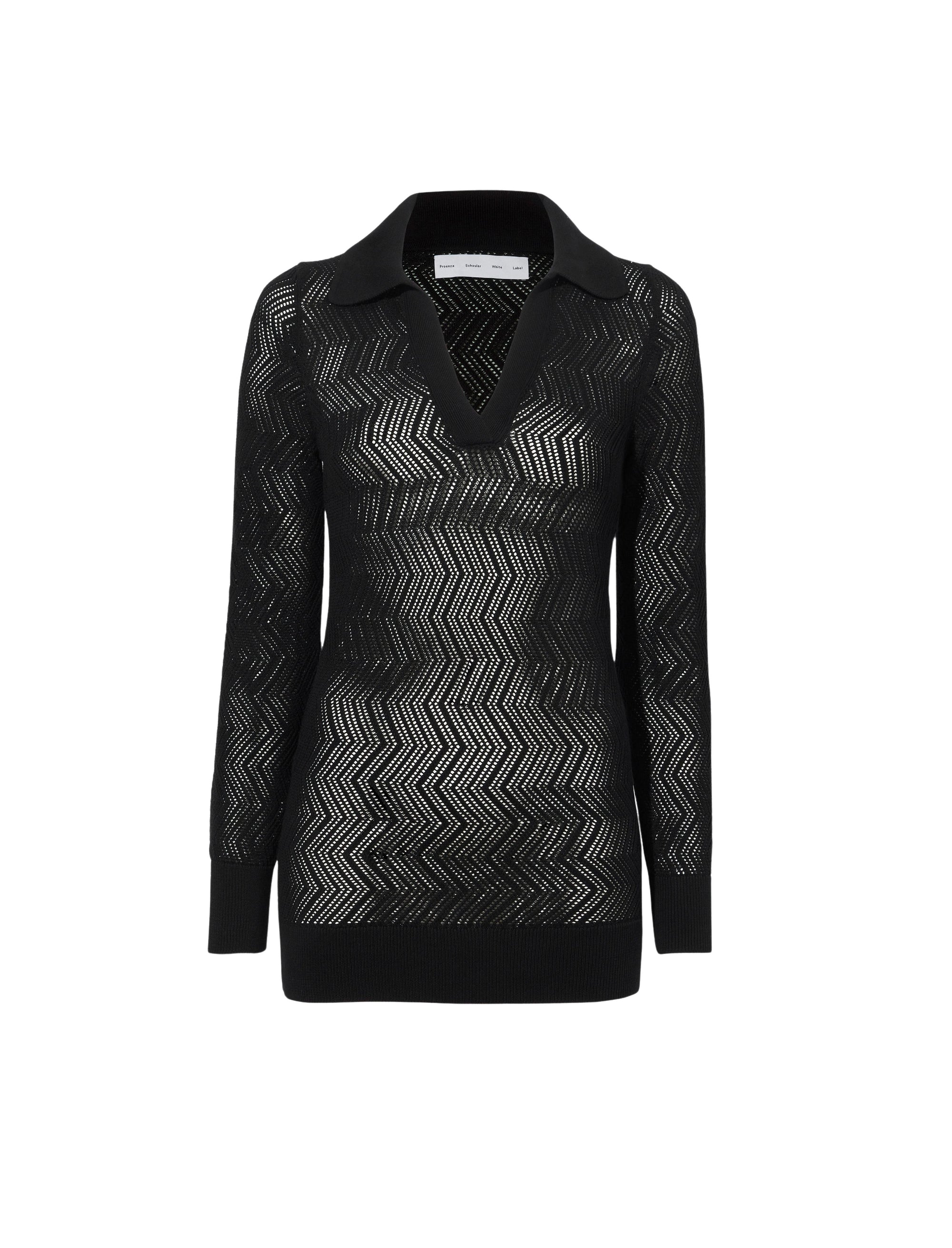 Pull Agnes tricoté en zig zag - Black