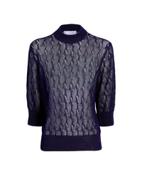 Pull Nicola à manches courtes tricoté - Dark Ink