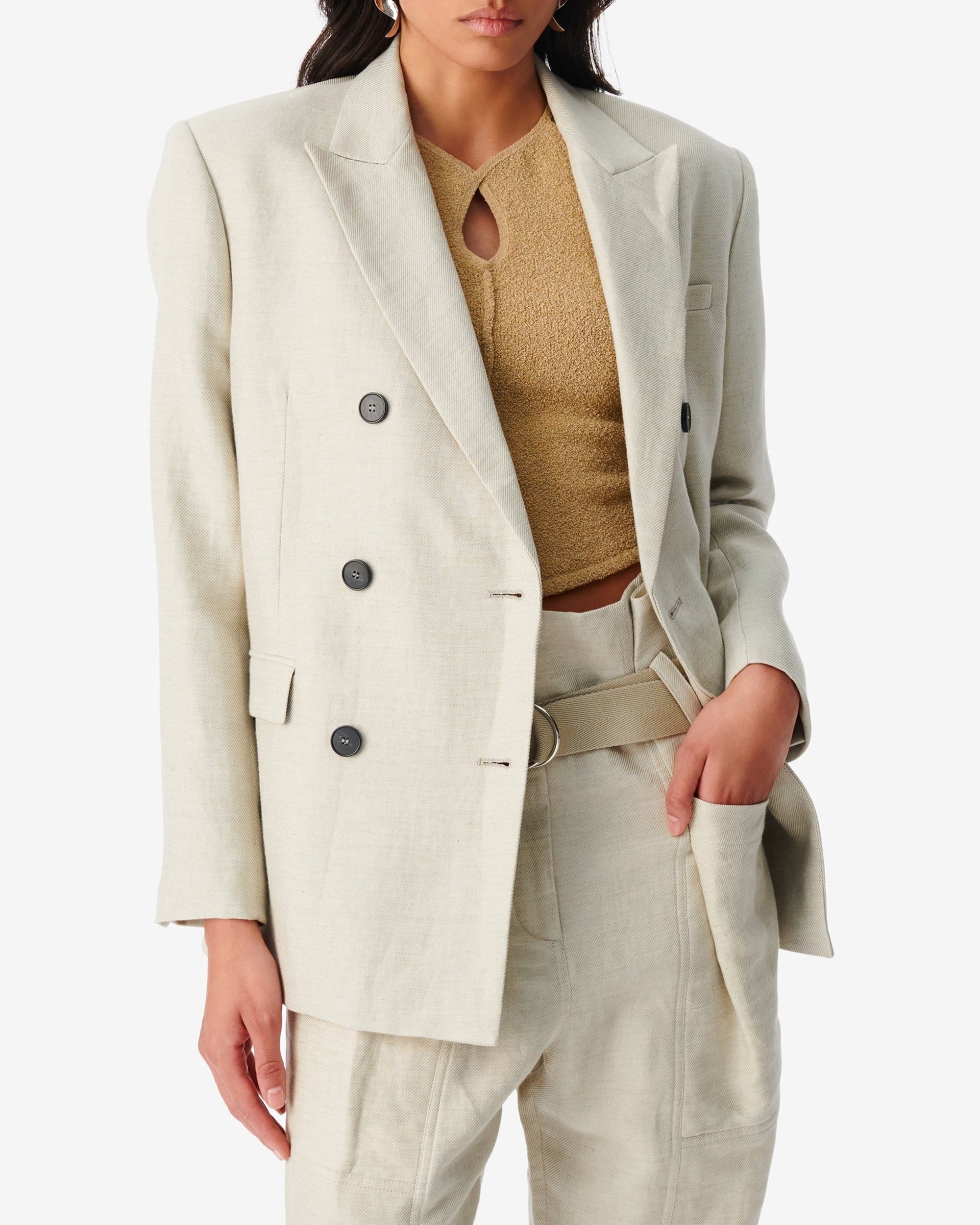 Clia blazer in linen blend - Natural