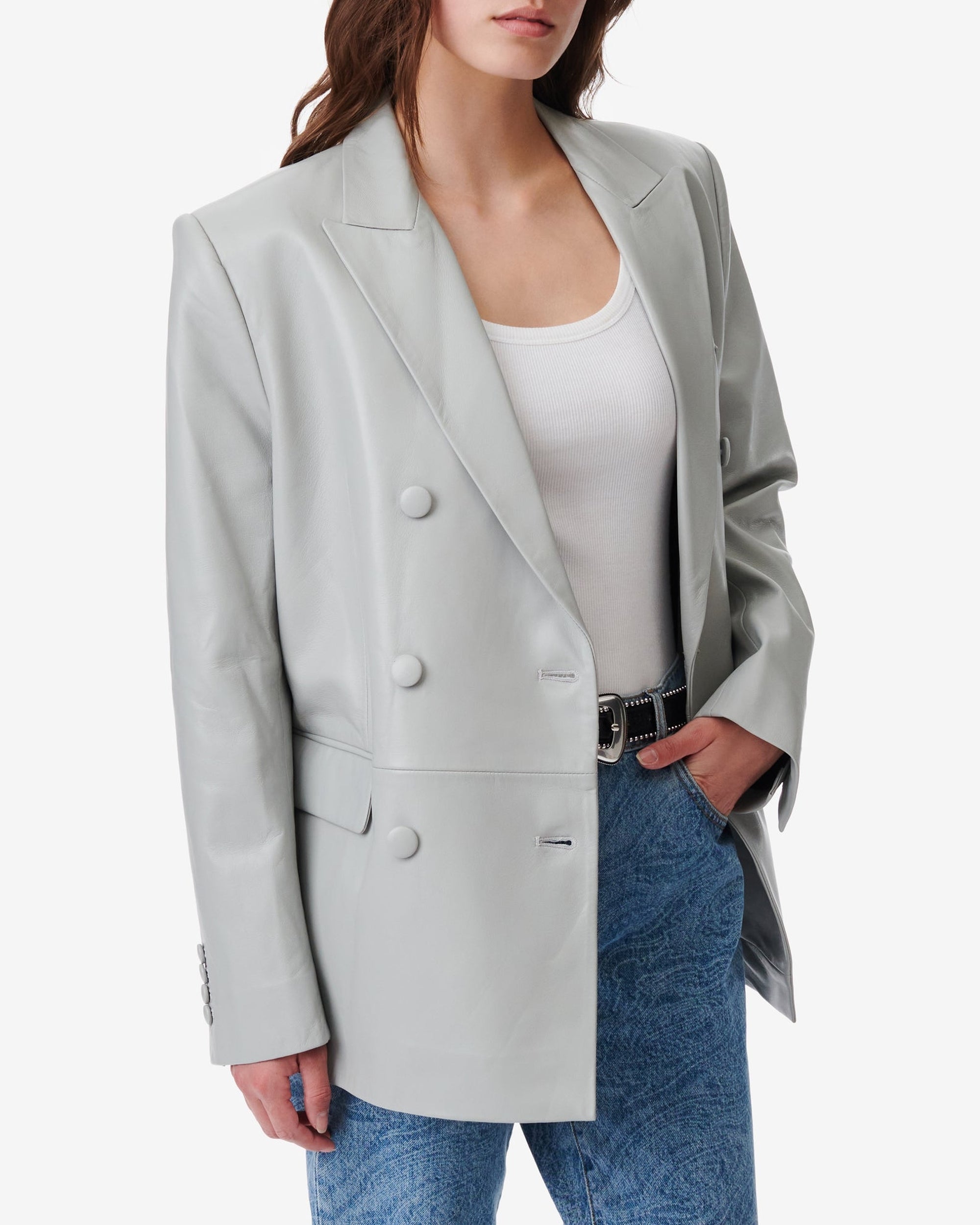 Doumi leather jacket - Smoke Grey