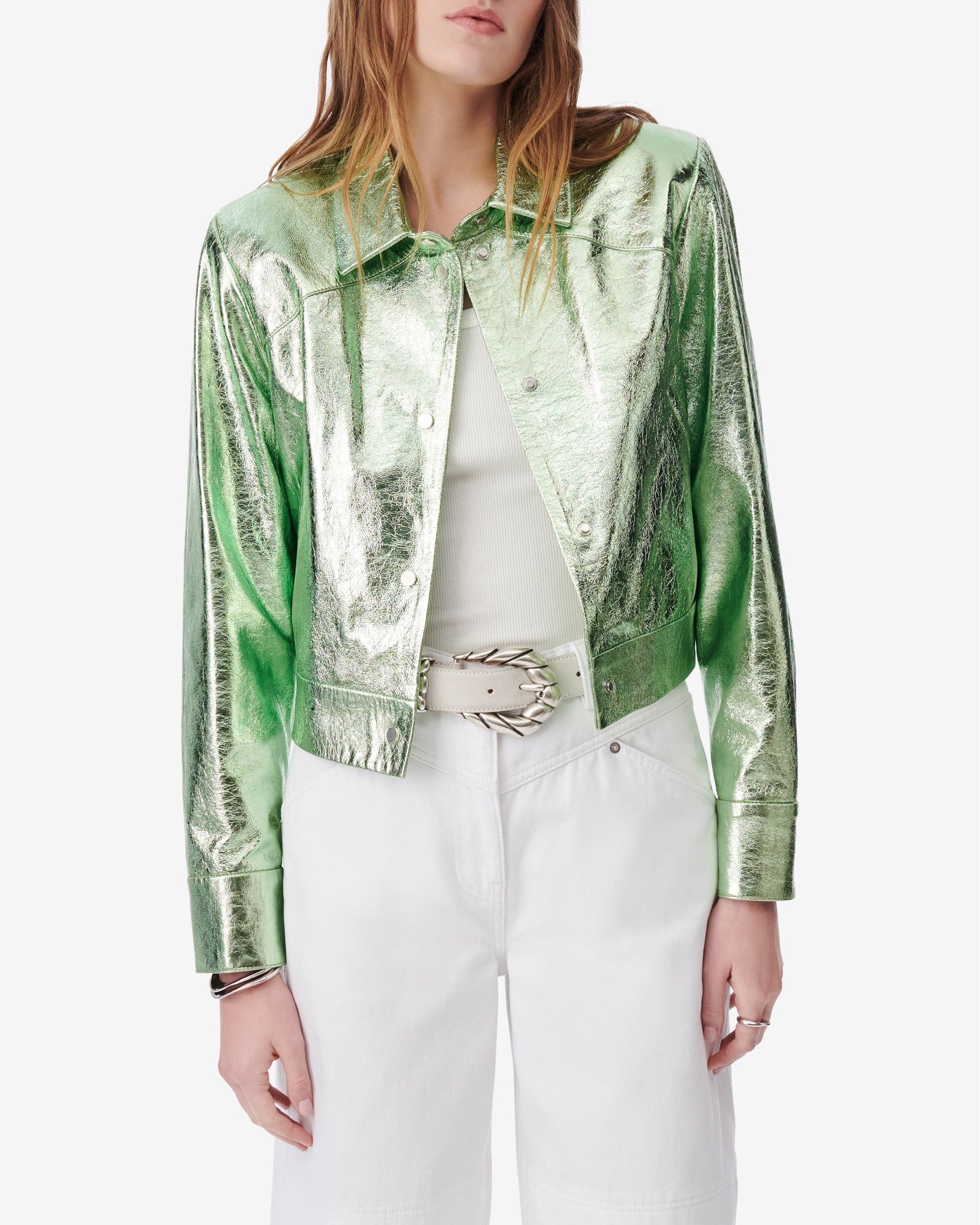 Kenan leather jacket - Metallic Green
