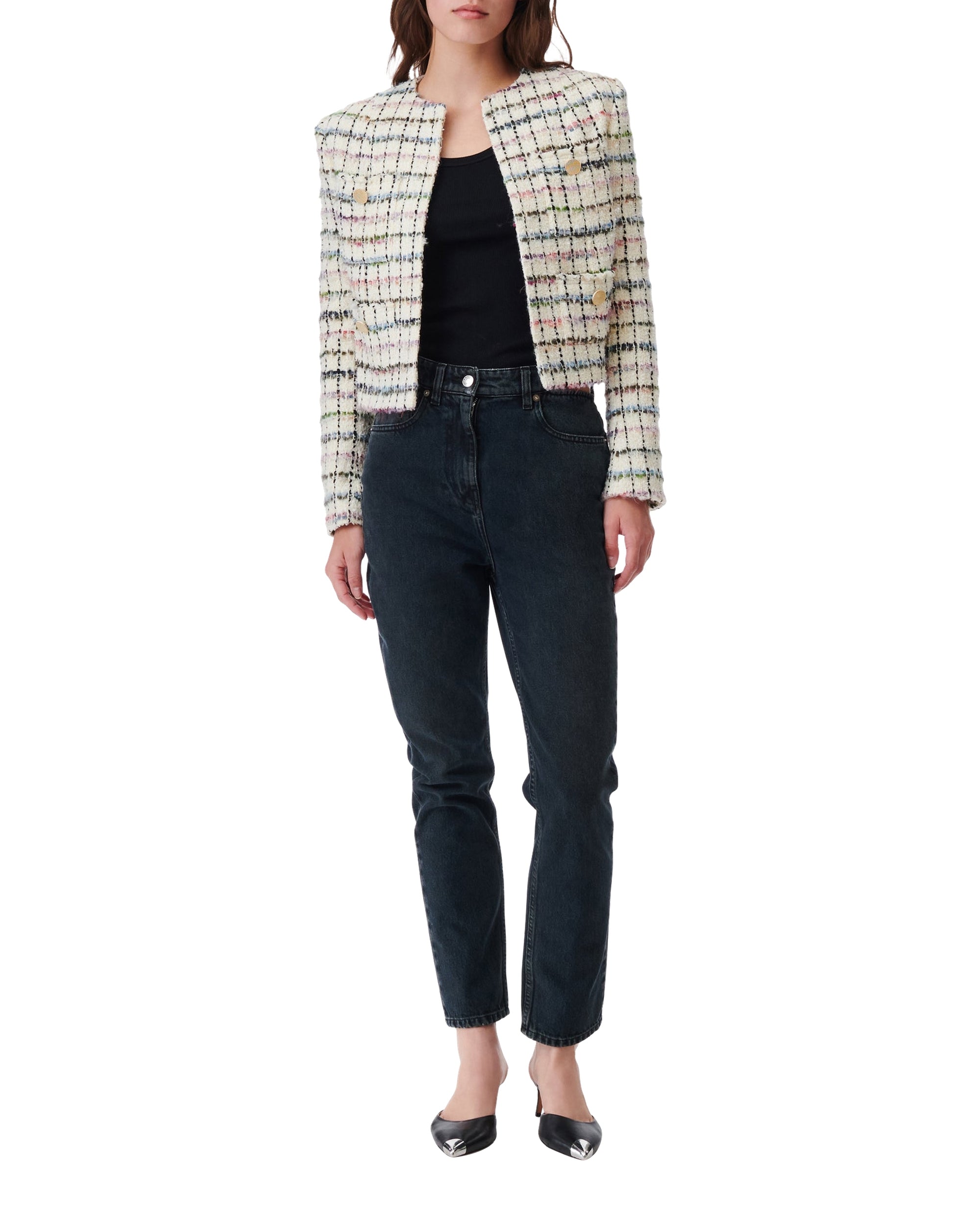 Miora wool blend jacket - Multico Ecru