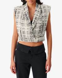Quira sleeveless jacket - Ecru & Black