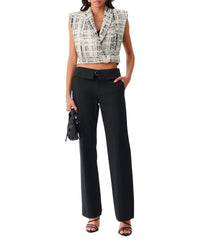Quira sleeveless jacket - Ecru & Black