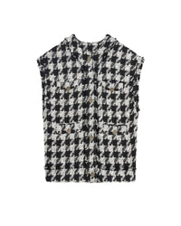 Lilous sleeveless wool blend jacket - Black & White