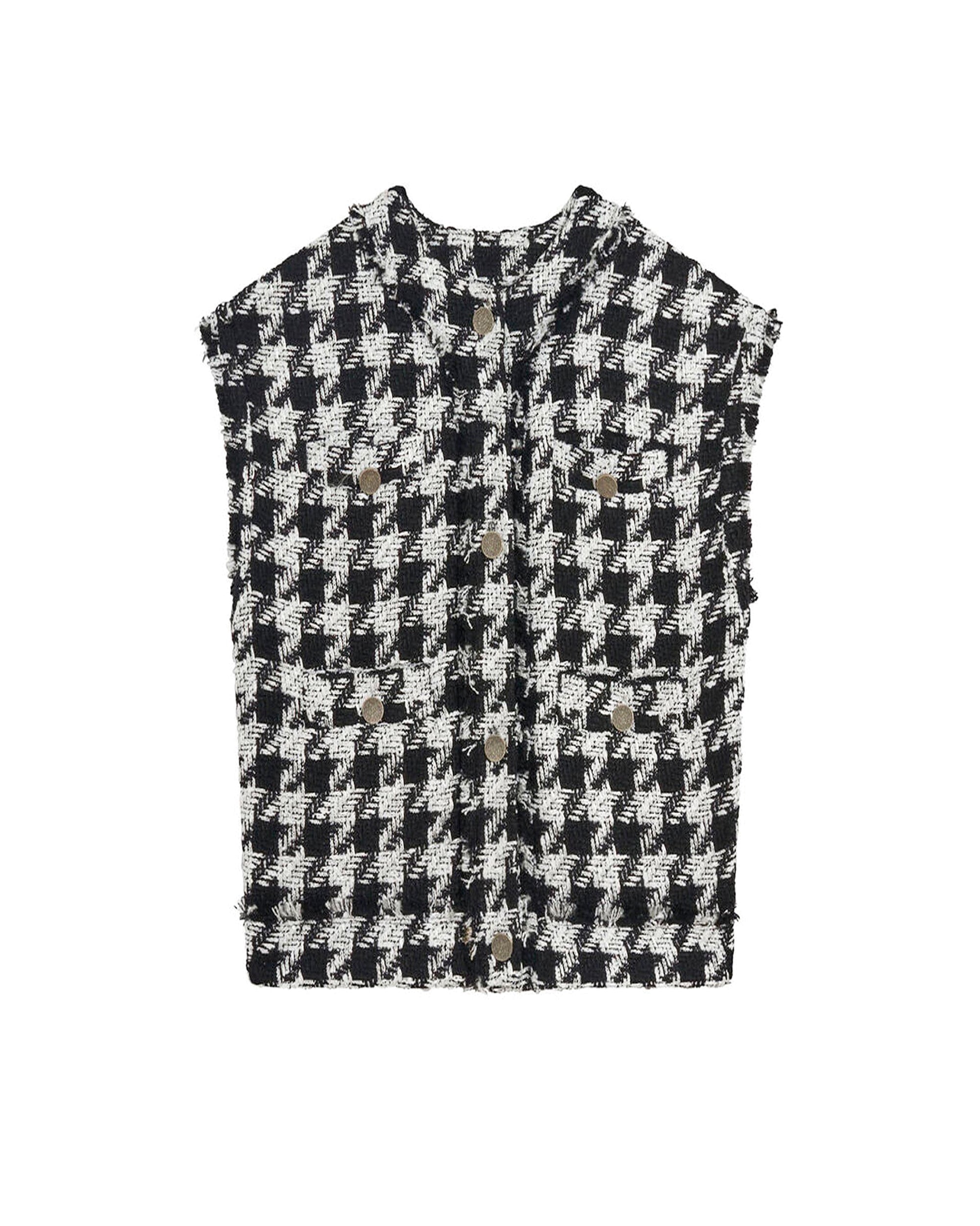 Lilous sleeveless wool blend jacket - Black & White