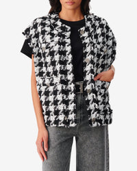 Lilous sleeveless wool blend jacket - Black & White