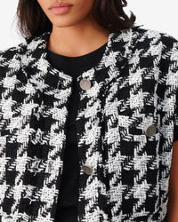 Lilous sleeveless wool blend jacket - Black & White