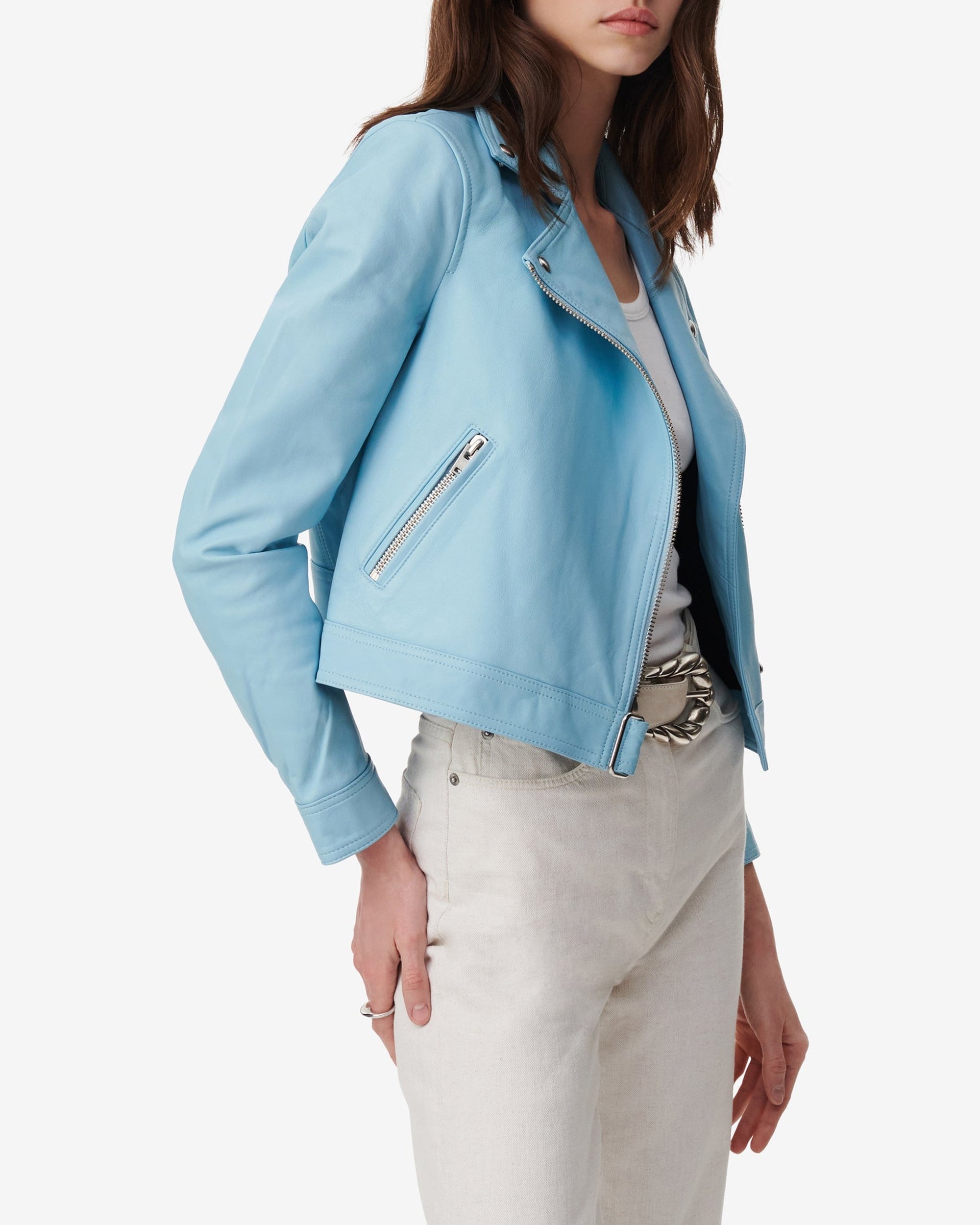 Perfecto Kolmar in leather - Azur Blue