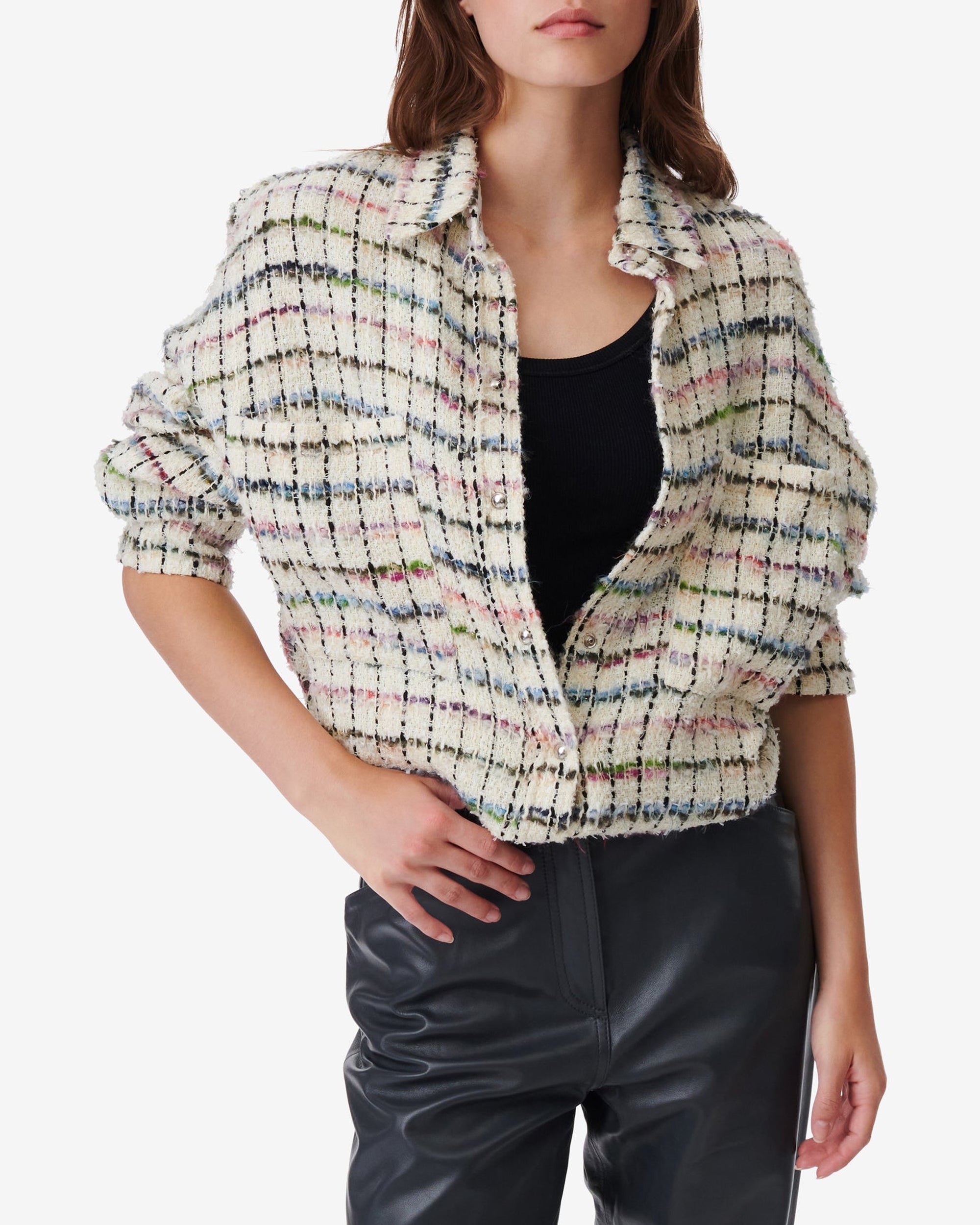 Madita wool blend overshirt - Multico Ecru