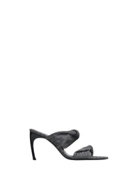 Twisty Glitter Mules - Silver & Black