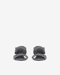 Twisty Glitter Mules - Silver & Black
