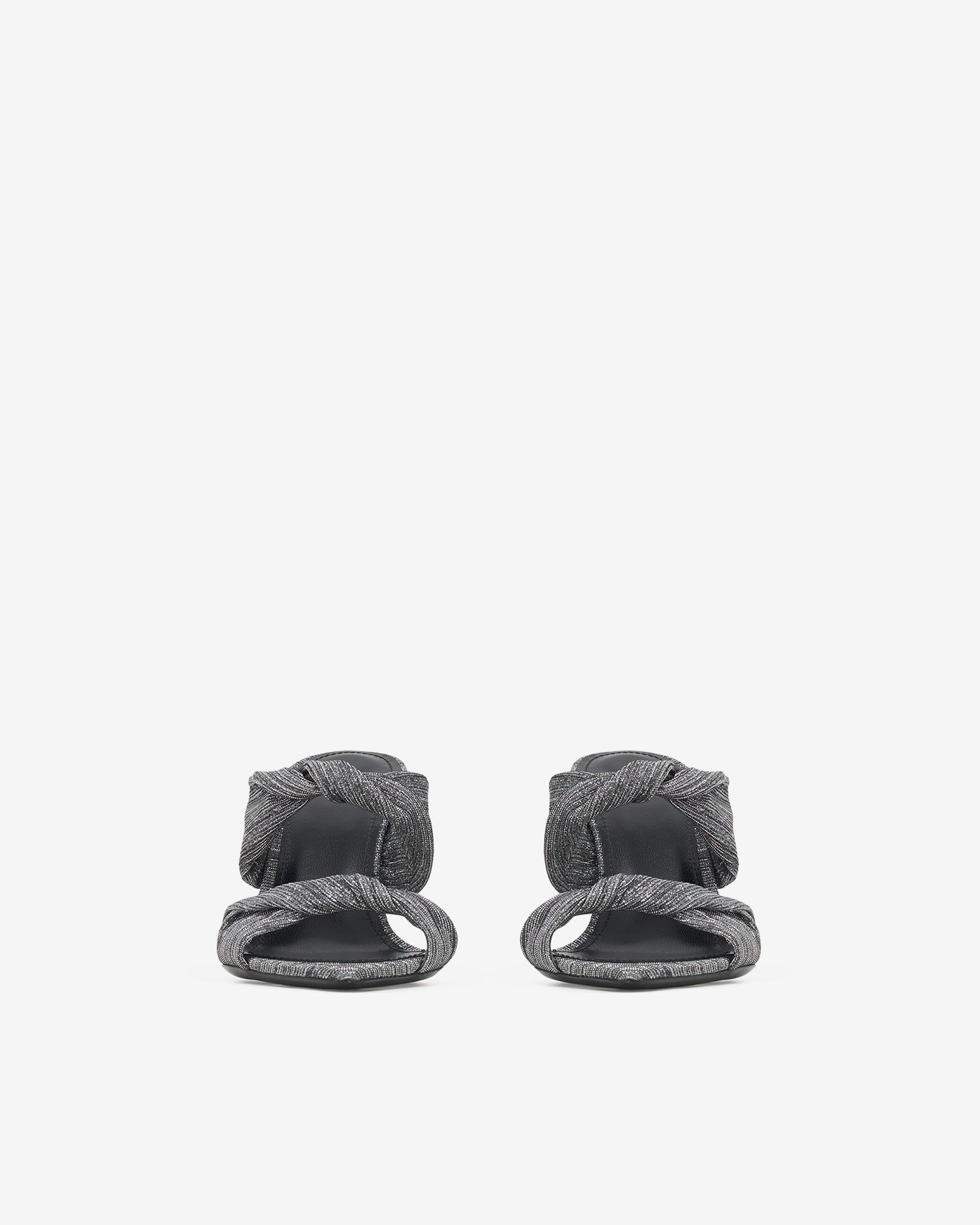 Twisty Glitter Mules - Silver & Black