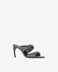 Twisty Glitter Mules - Silver & Black