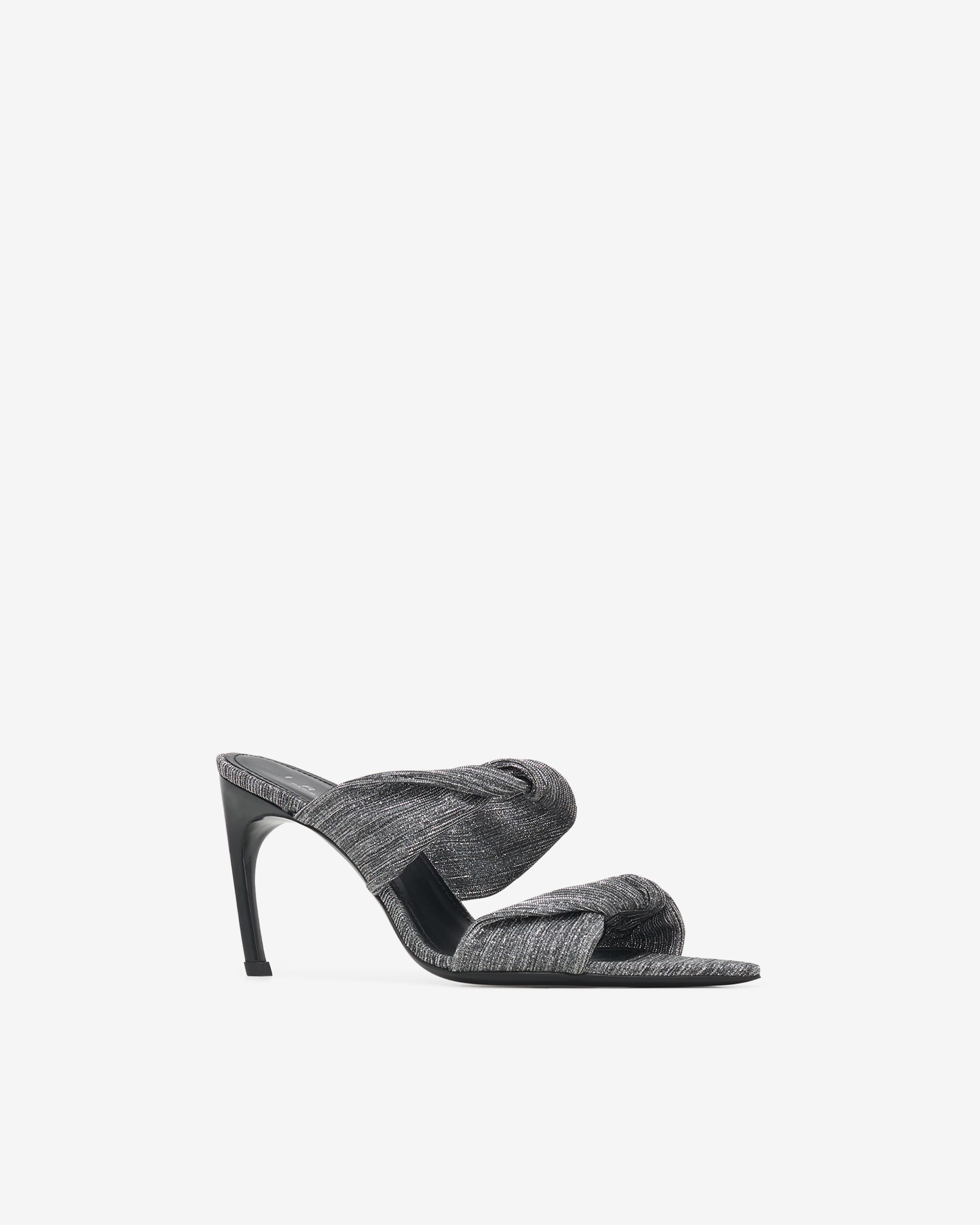 Twisty Glitter Mules - Silver & Black