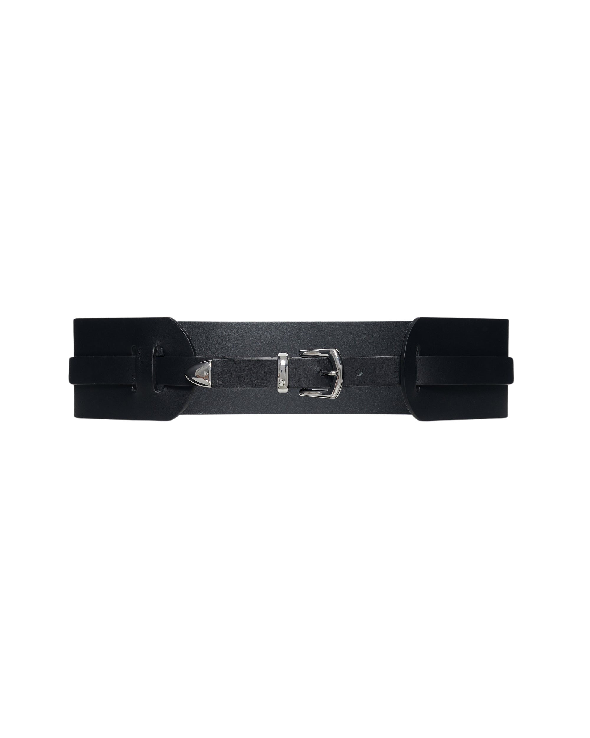 Doubly leather belt - Black