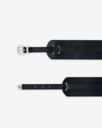 Doubly leather belt - Black