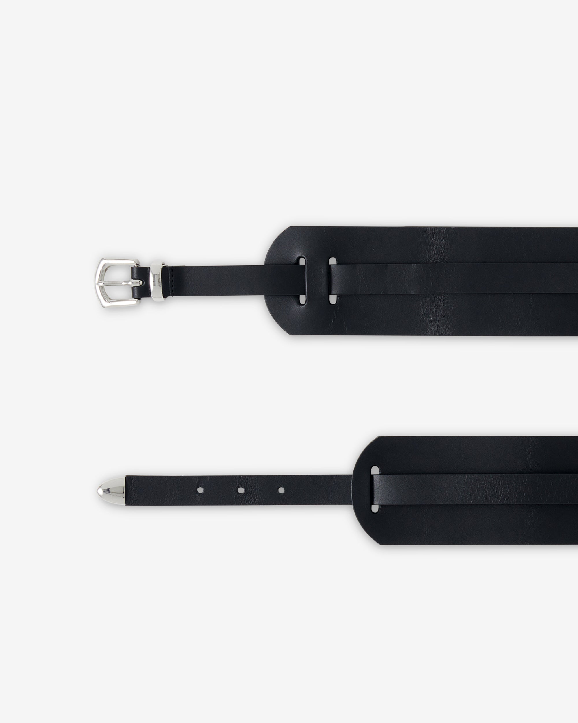 Doubly leather belt - Black