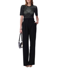 Kimli short-sleeved knitted T-shirt - Black & White