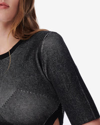 Kimli short-sleeved knitted T-shirt - Black & White