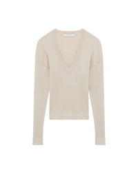 Milou silk blend v-neck jumper - Ecru