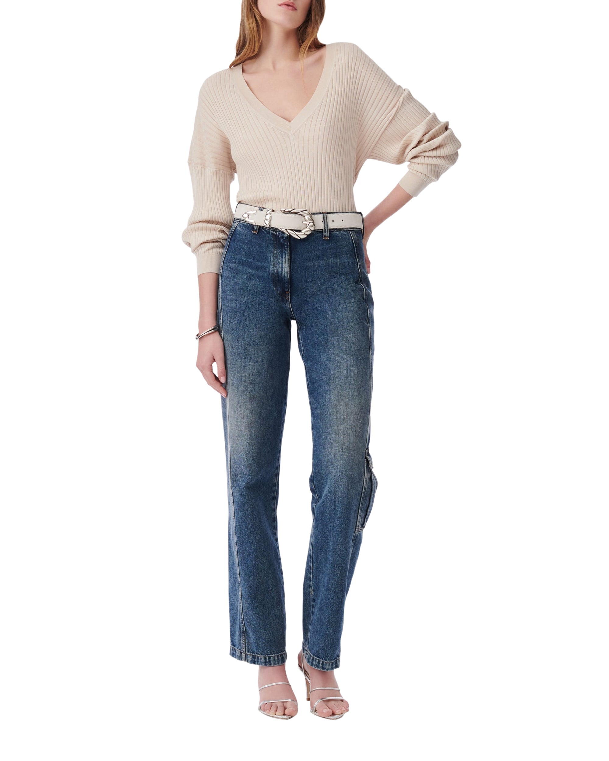 Milou silk blend v-neck jumper - Ecru