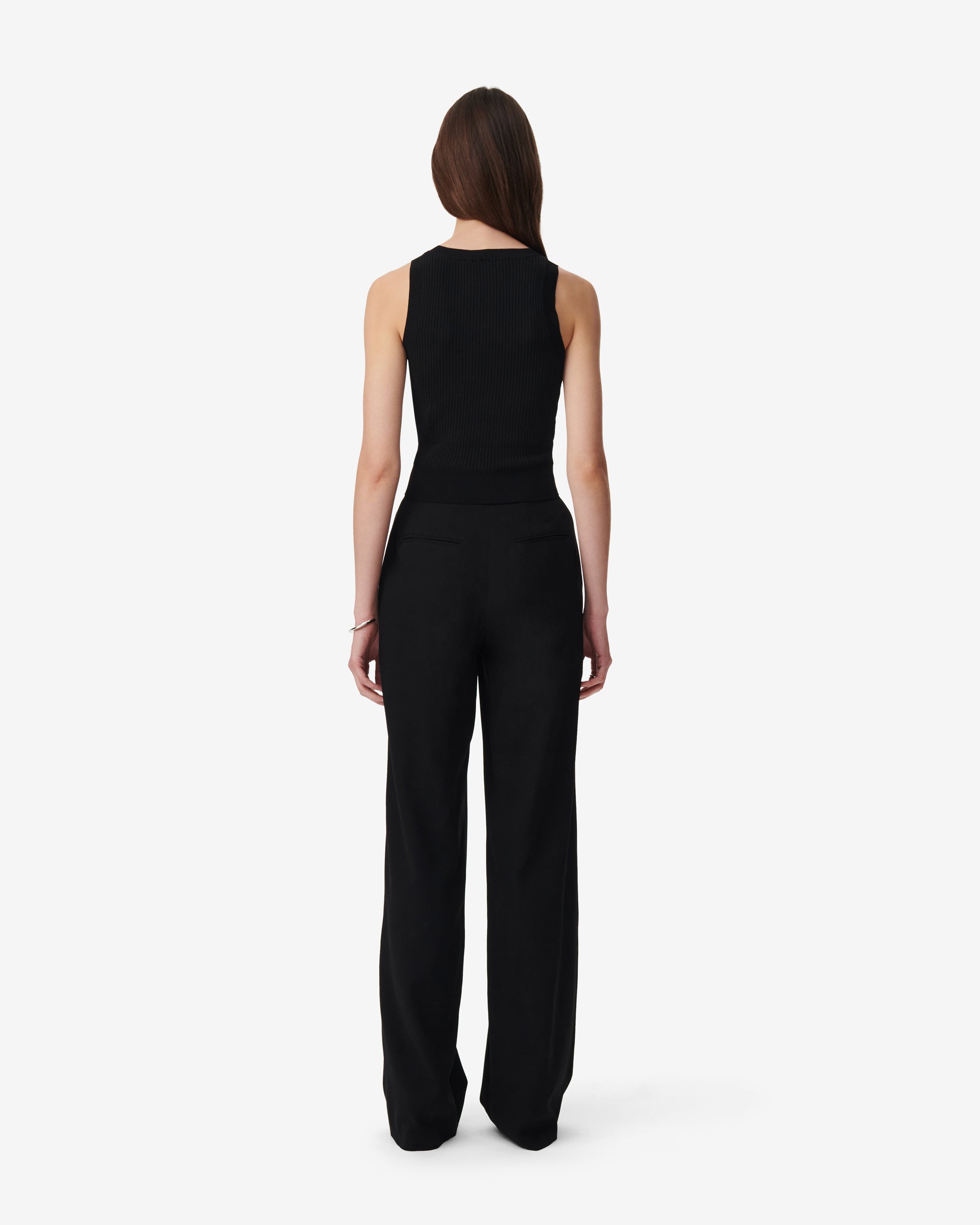 Thana sleeveless knitted ribbed jumper - Black