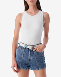 Thana sleeveless rib knit jumper - White