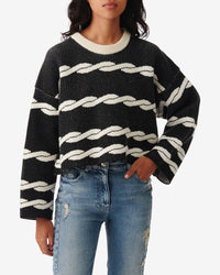 Wahib wool blend jumper - Black & Ecru