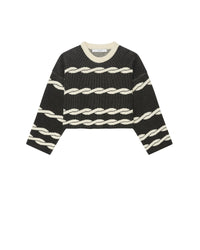 Wahib wool blend jumper - Black & Ecru